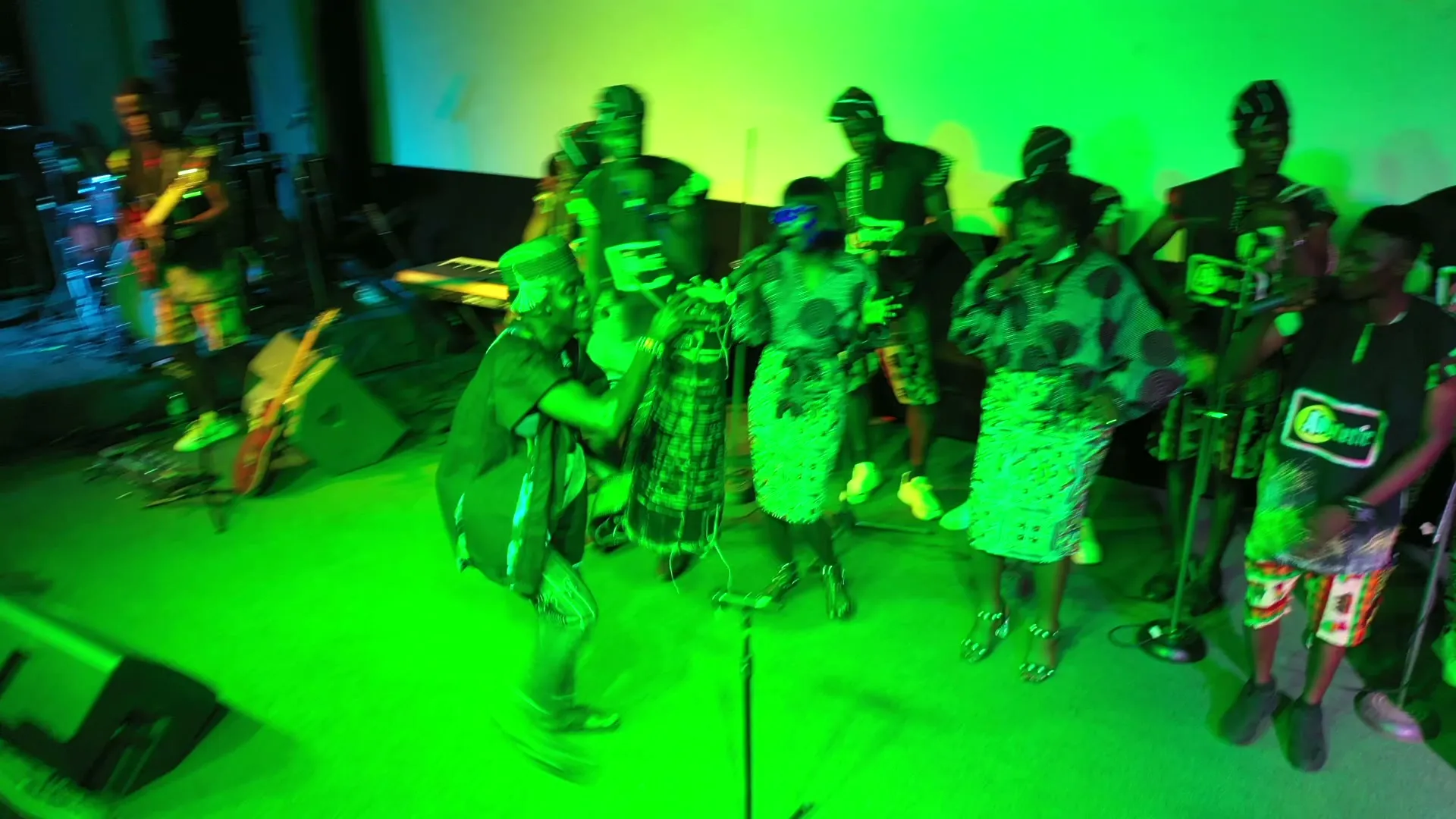 Dancers in green, from above
