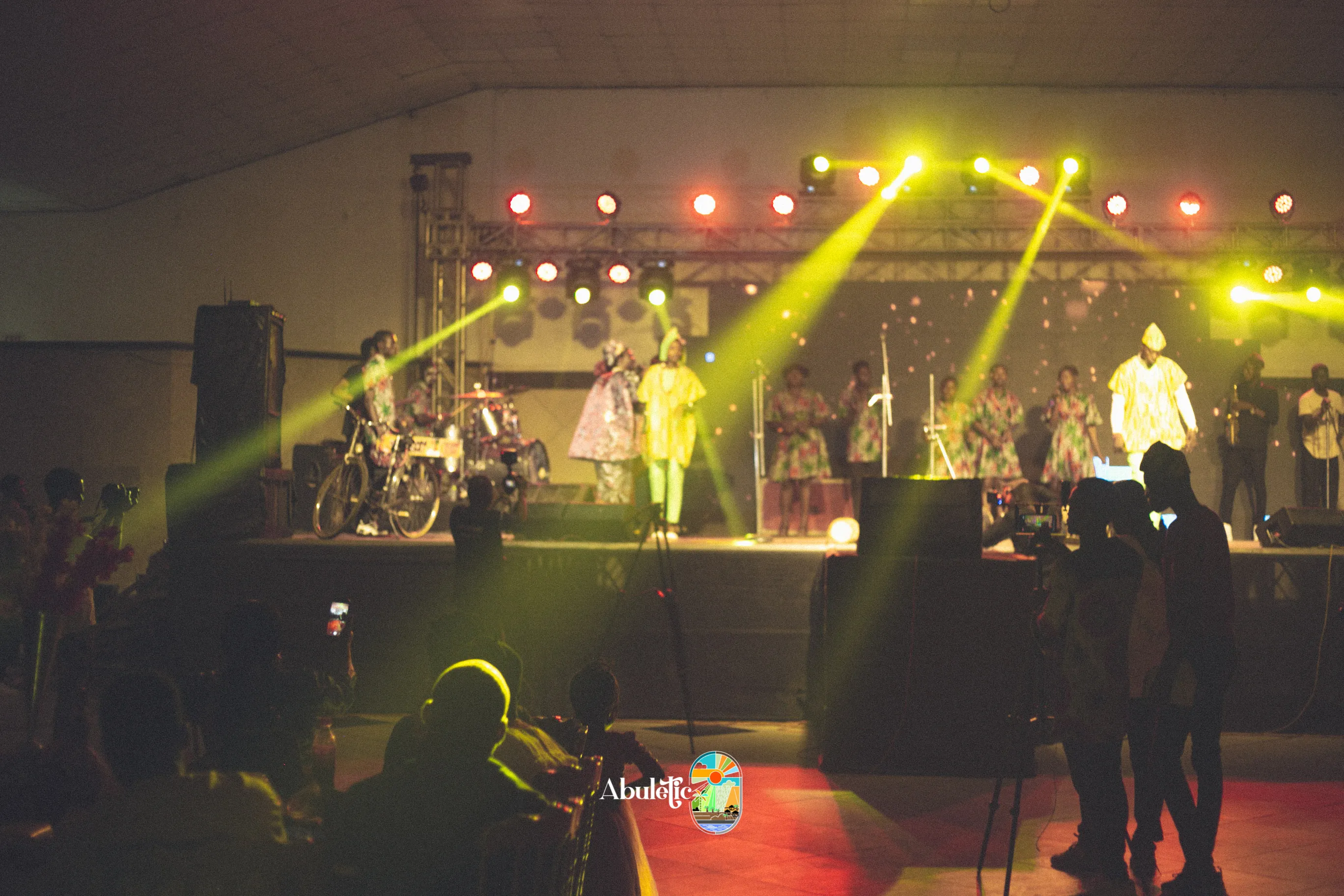 The stage in yellow light