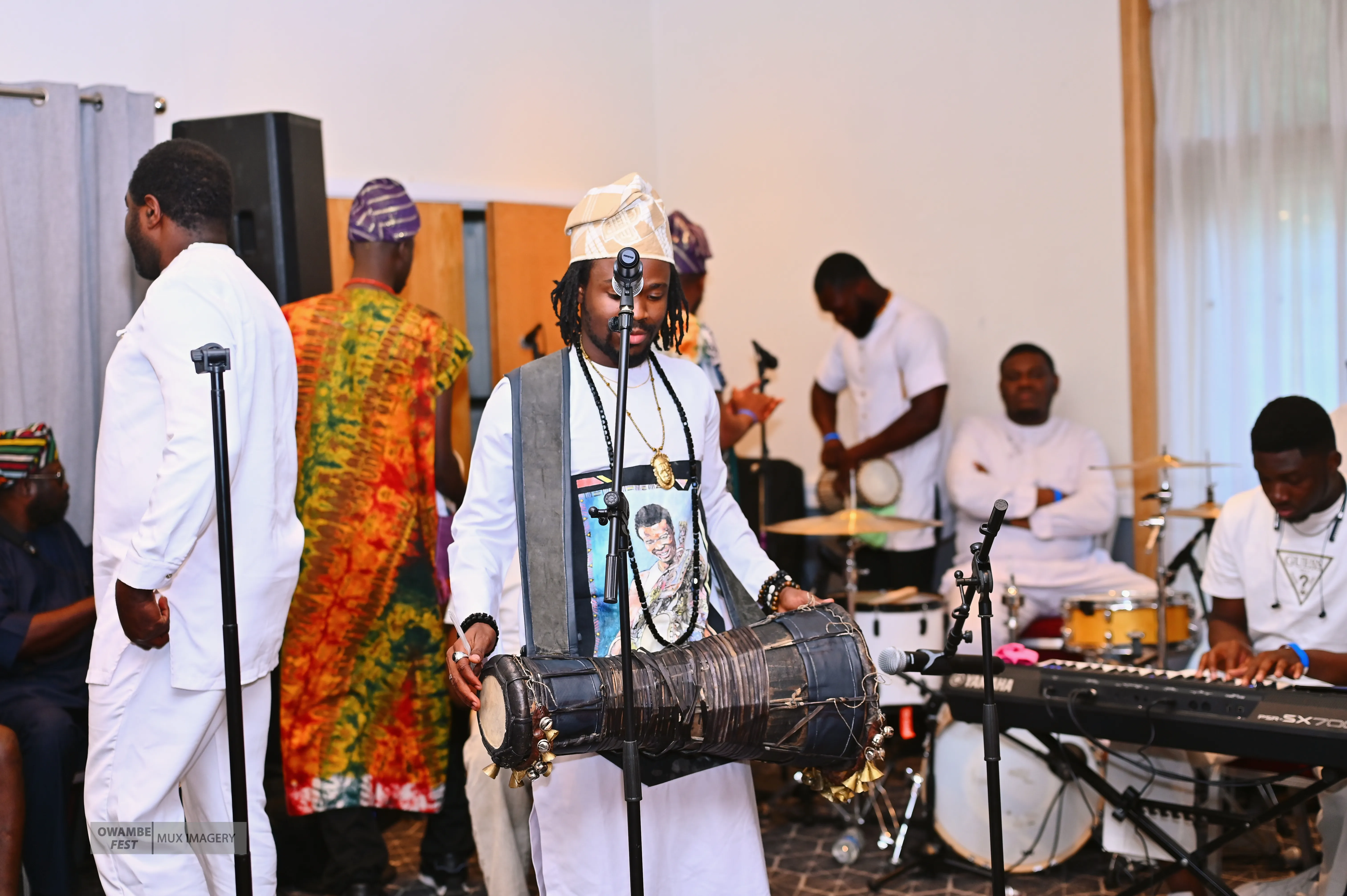 The band sets up
