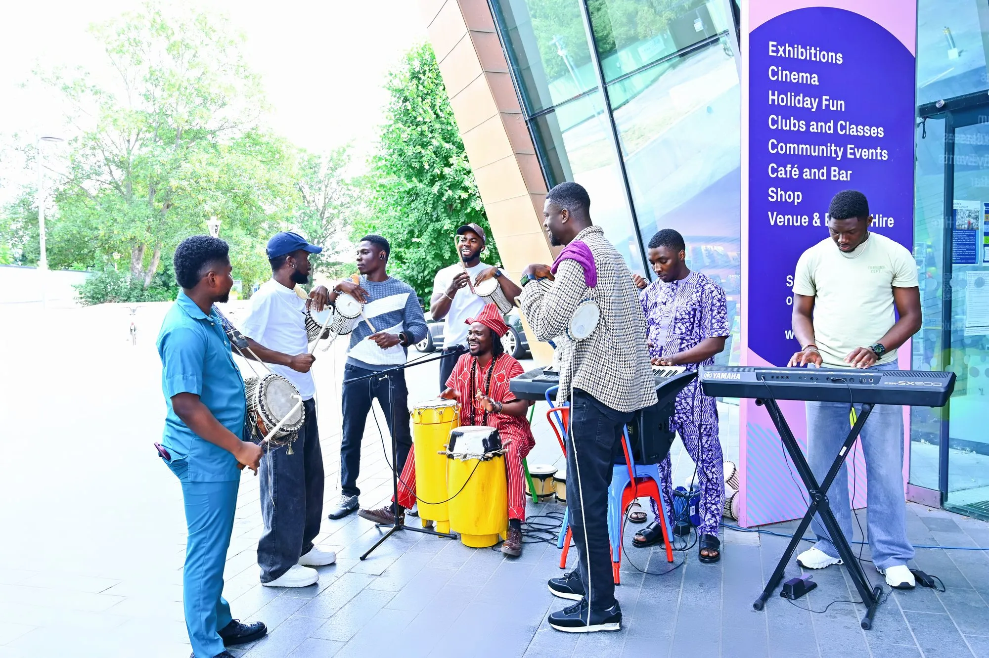 The band outside the gallery